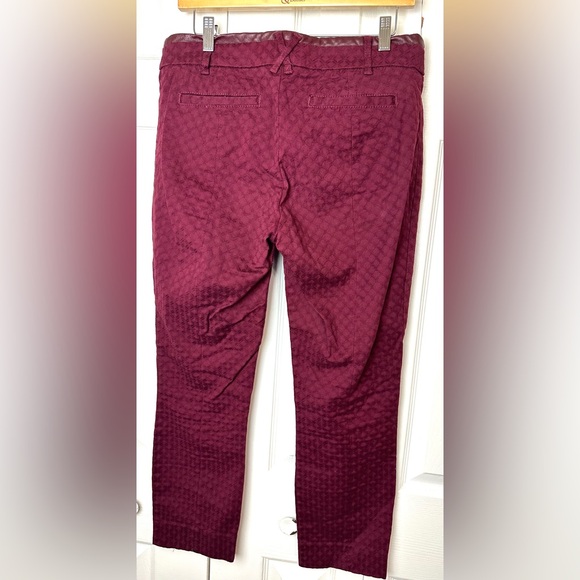 Anthro CARTONNIER Charlie Ankle Pants Burgundy Maroon Red Wine Textured Leather - Picture 8 of 12